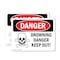 Signmission Drowning Danger Keep Out! Danger Sign, Plastic, 10in W x 7in L, 2PK OS-2PACK-DS-P-710-L-1712 - alternate 1